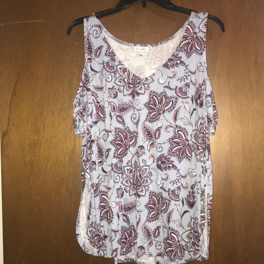 Blue floral print top